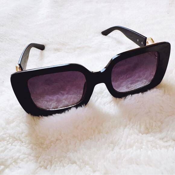 Camille Black Oversized Square Sunglasses - Picture 8 of 11
